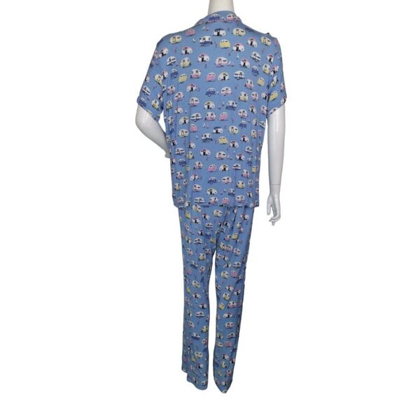 MUNKI MUNKI Pajamas, XXL, Blue, RVs/Trailers/Flamingos, 2 pieces, Top/Pants - Picture 5 of 12
